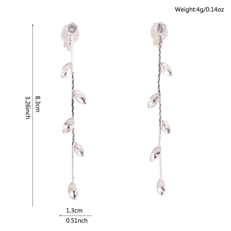 Grace Jun Silver Plated CZ Rhinestone Long Tassel Drop Earrings and Clip on Earrings No Pierced for Women (Ear clip) - Image 4